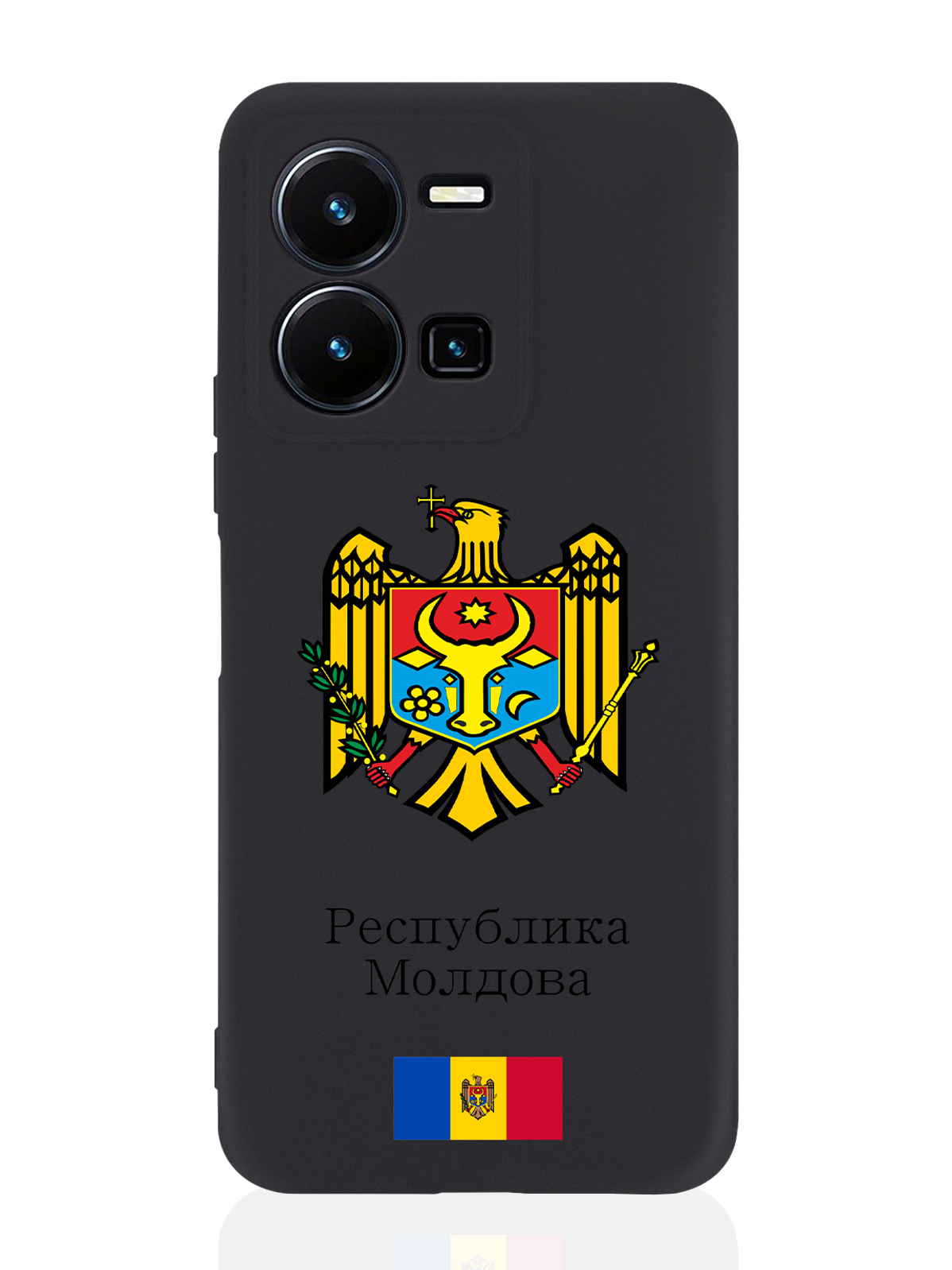 

Чехол для Vivo Y35 Герб Республики Молдова/ Герб Молдавии черный, Разноцветный
