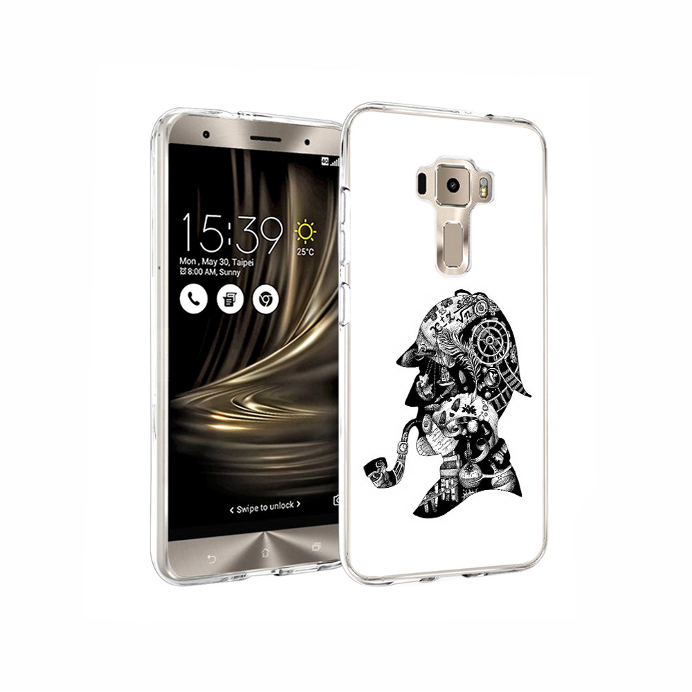 

Чехол MyPads Tocco для Asus ZenFone 3 мужчина с трубкой абстракция, Прозрачный, Tocco