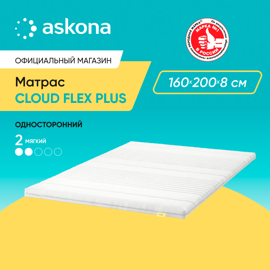 

Матрас анатомический ASKONA Cloud Flex Plus 160х200, Белый, Cloud Flex Plus