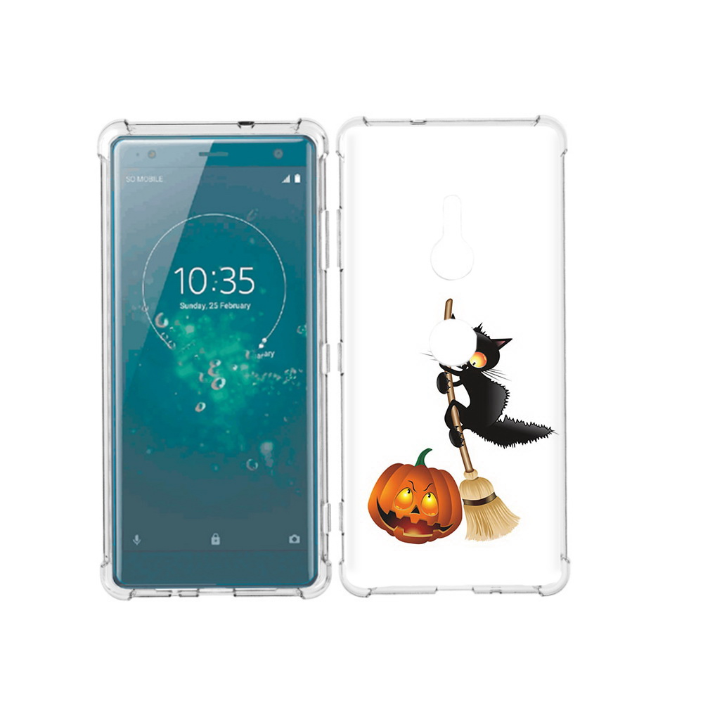 

Чехол MyPads Tocco для Sony Xperia XZ3 хэлуинский котик, Прозрачный, Tocco