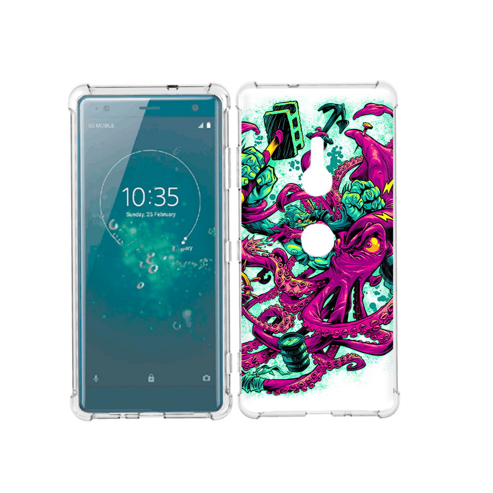 

Чехол MyPads Tocco для Sony Xperia XZ3 фиолетовый кракен, Прозрачный, Tocco