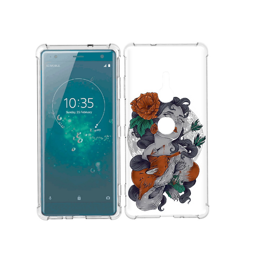 

Чехол MyPads Tocco для Sony Xperia XZ3 темная девушка с лисой, Прозрачный, Tocco