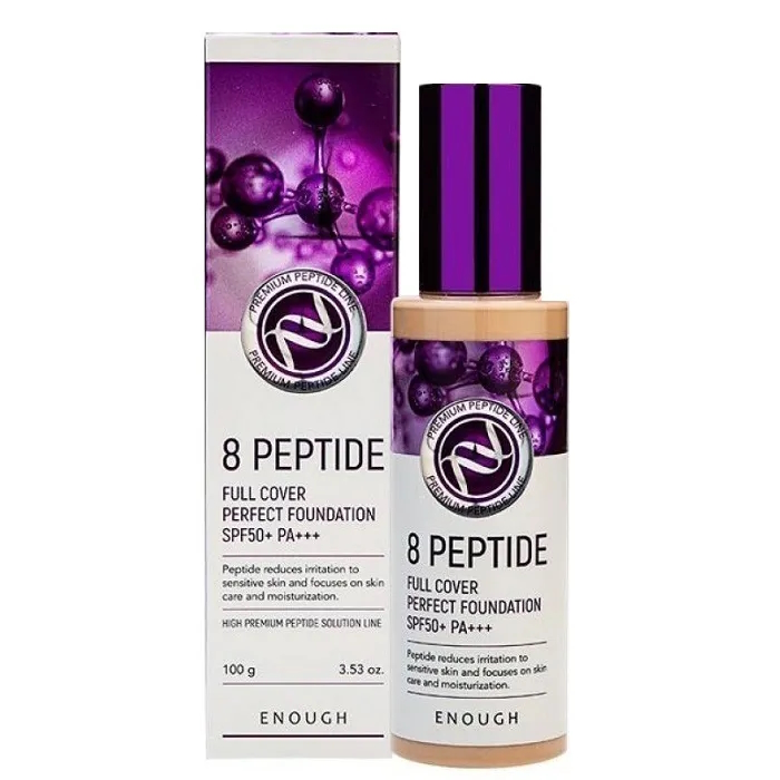 Тональный крем Enough с пептидами 8 peptide Full Cover Perfect Foundation SPF50 тон 21