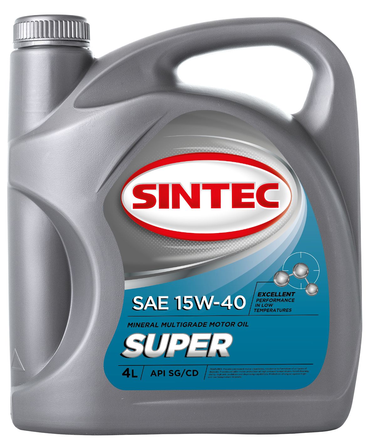 фото Моторное масло sintec super sae 15w-40 api sg/cd минеральное 4 л