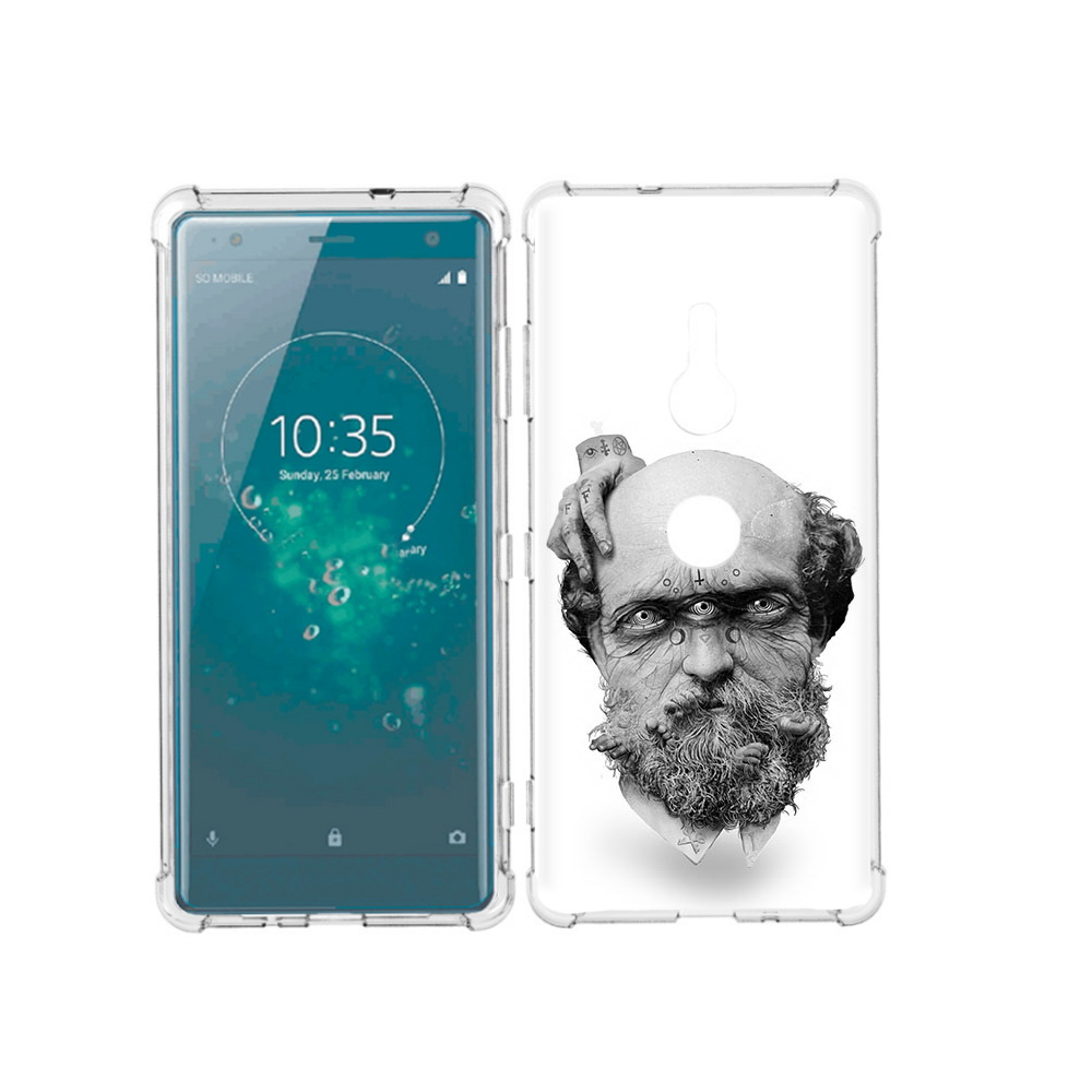 

Чехол MyPads Tocco для Sony Xperia XZ3 страшный бородатый мужчина абстракция, Прозрачный, Tocco