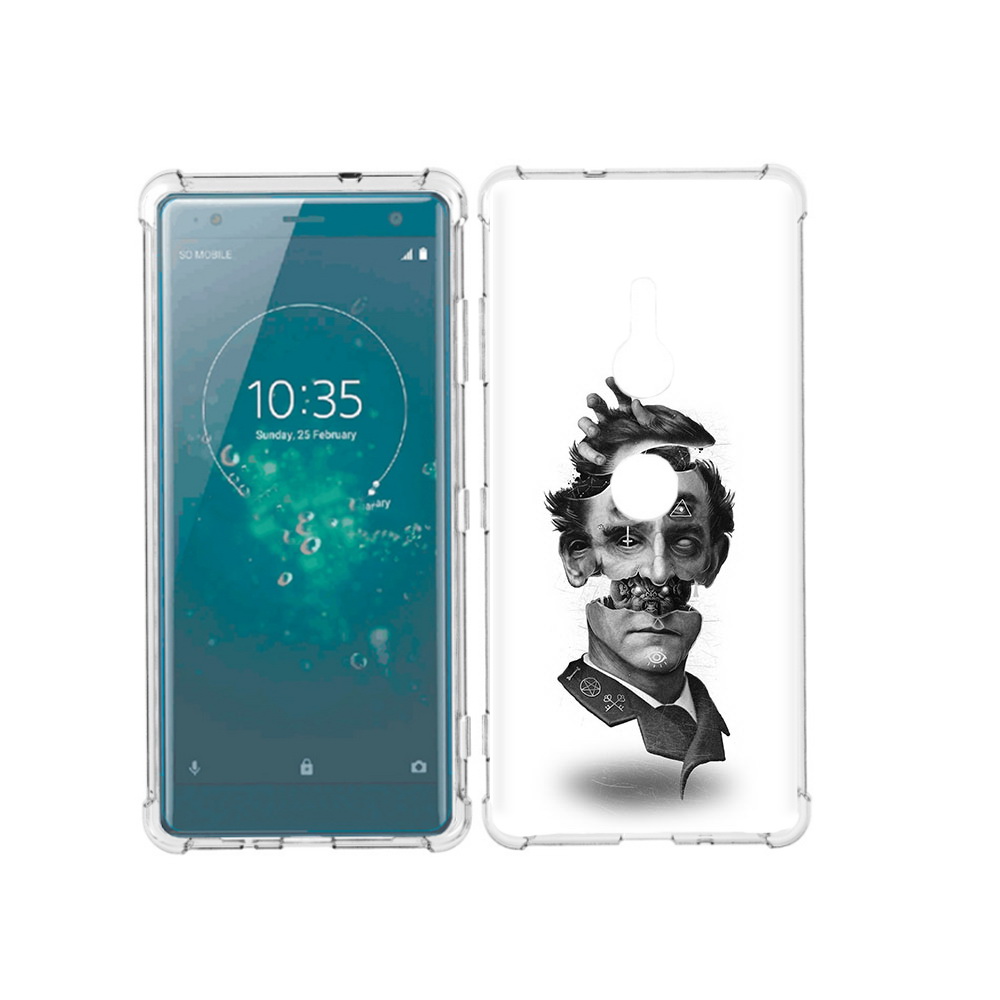 

Чехол MyPads Tocco для Sony Xperia XZ3 страшное лицо абстракция, Прозрачный, Tocco