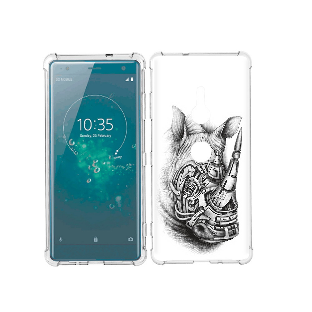 

Чехол MyPads Tocco для Sony Xperia XZ3 стальной носорог, Прозрачный, Tocco