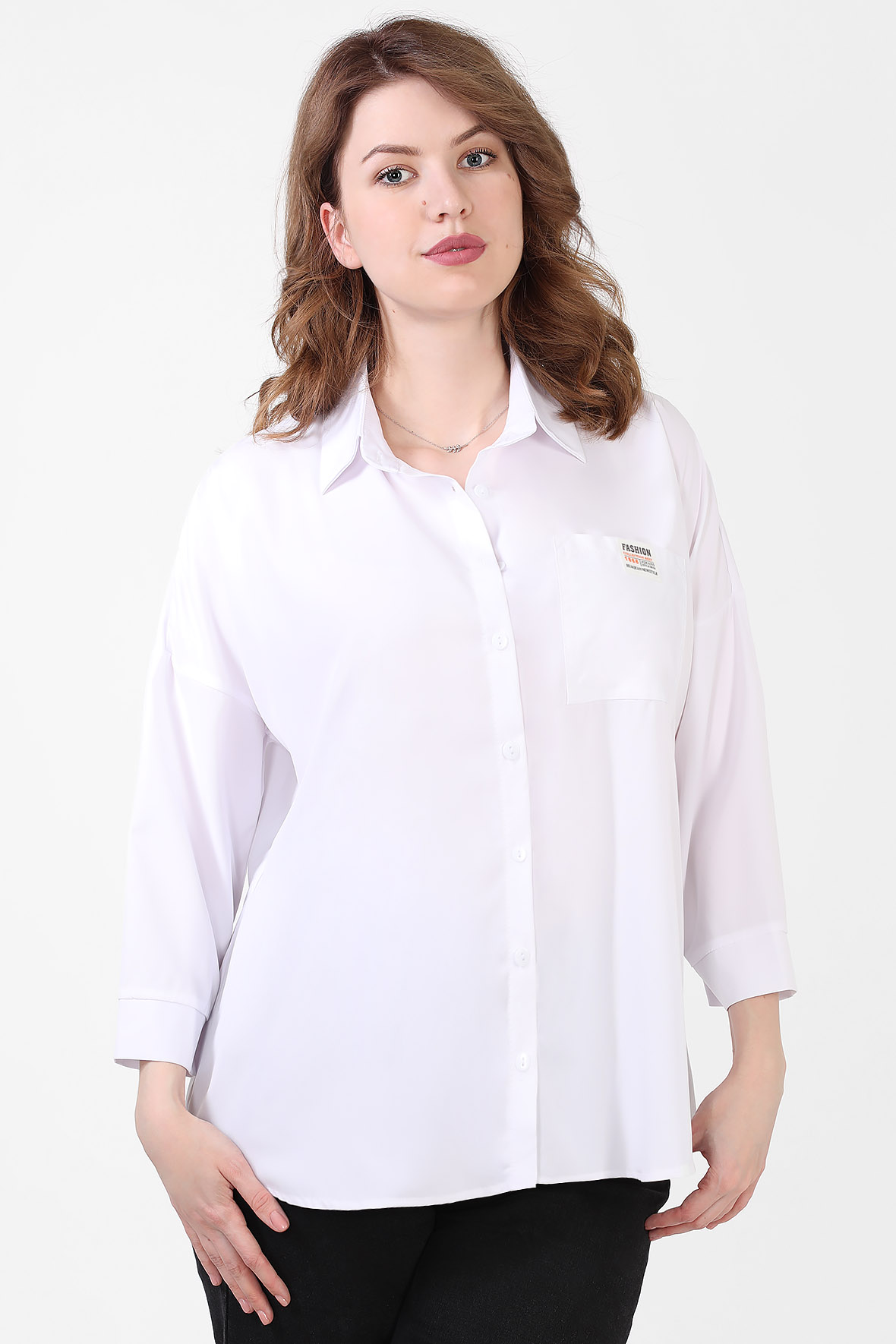 

Рубашка женская AlmondShop К-2021 7377.С1 белая 56 RU, К-2021 7377.С1