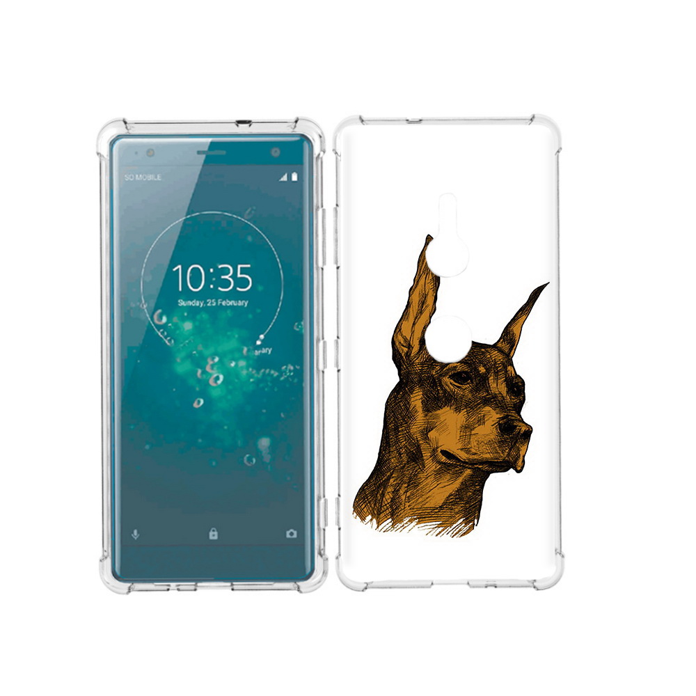 

Чехол MyPads Tocco для Sony Xperia XZ3 скетч доберман, Прозрачный, Tocco