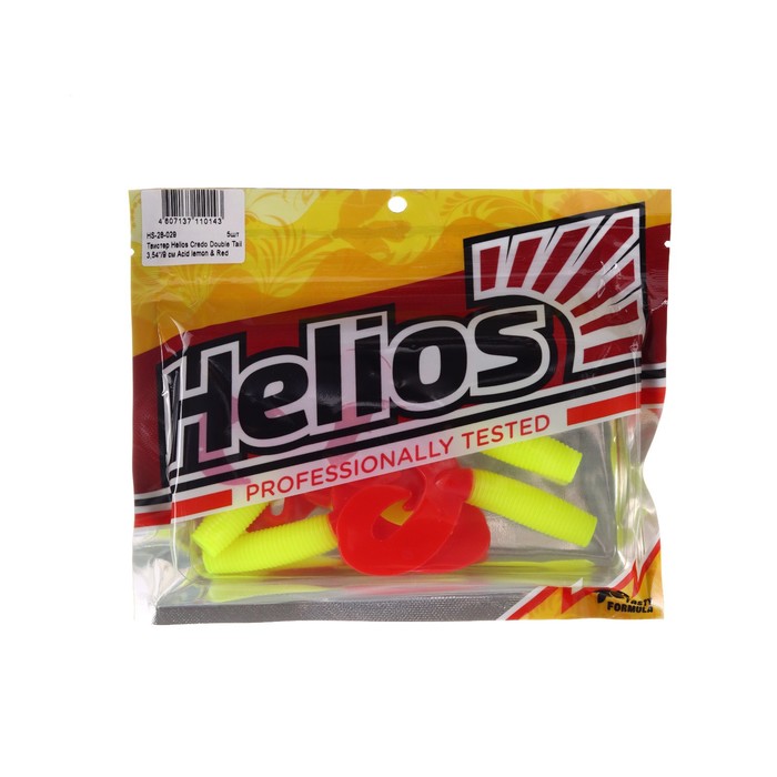

Твистер Helios Credo Double Tail Acid lemon & Red 9см HS-28-029 (набор 5шт), Зеленый;красный
