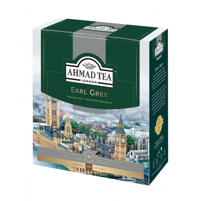 Чай Ahmad Earl grey черный бергамот 100 пакетиков