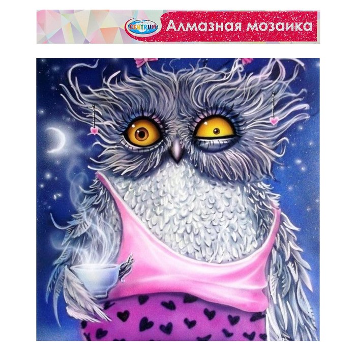 

Алмазная мозаика без подрамника, частичное заполнение «Сова невыспавшаяся» 40 х 50 см