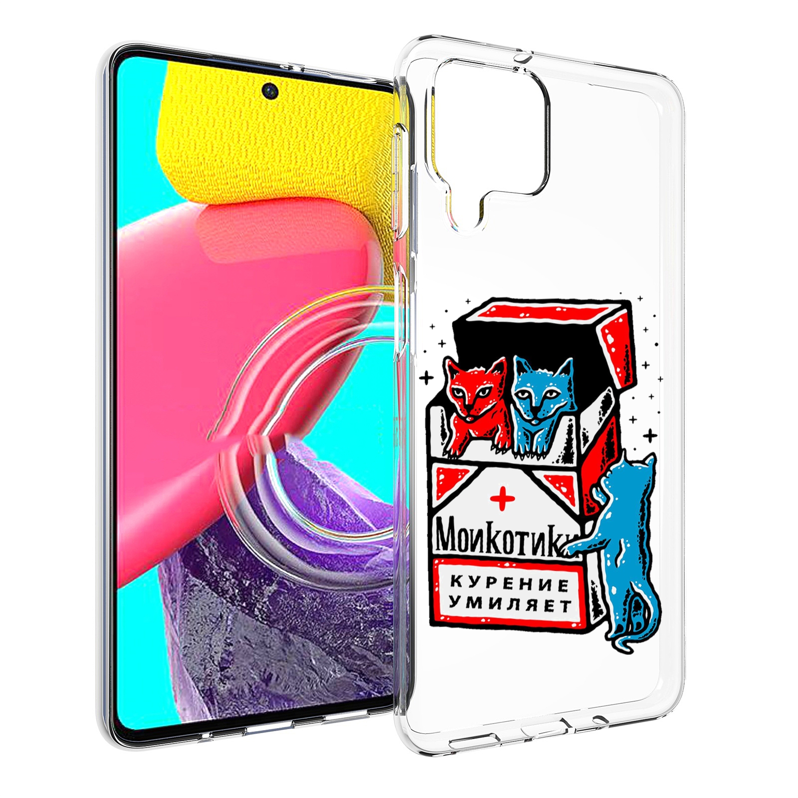 

Чехол Mypads Красно-Синие-Коты Для Samsung Galaxy M53 (Sm-M536), Прозрачный, Tocco