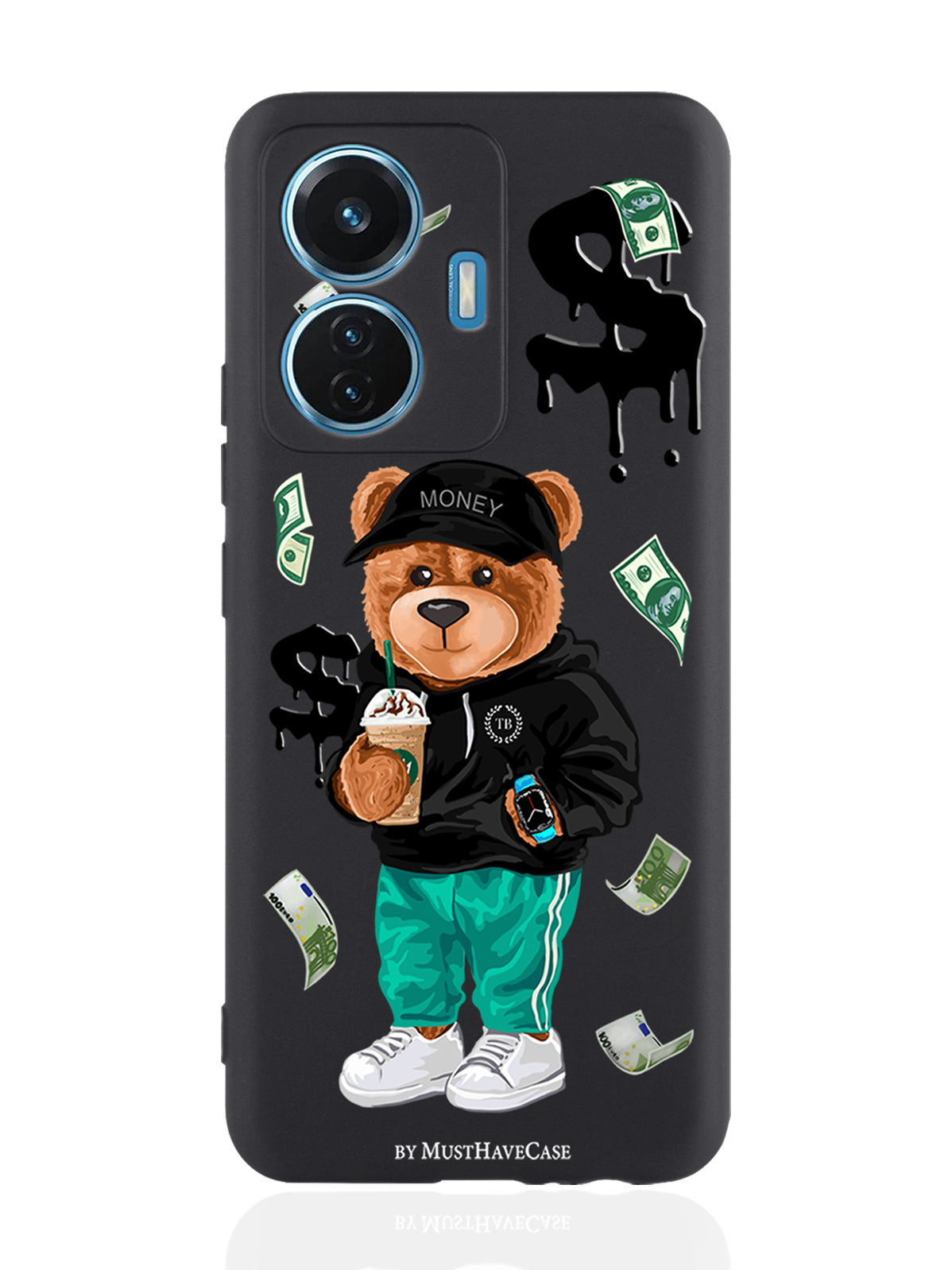 

Чехол MustHaveCase для Vivo T1/S15e Tony Bear/ Мишка Тони черный, Черный;зеленый;коричневый