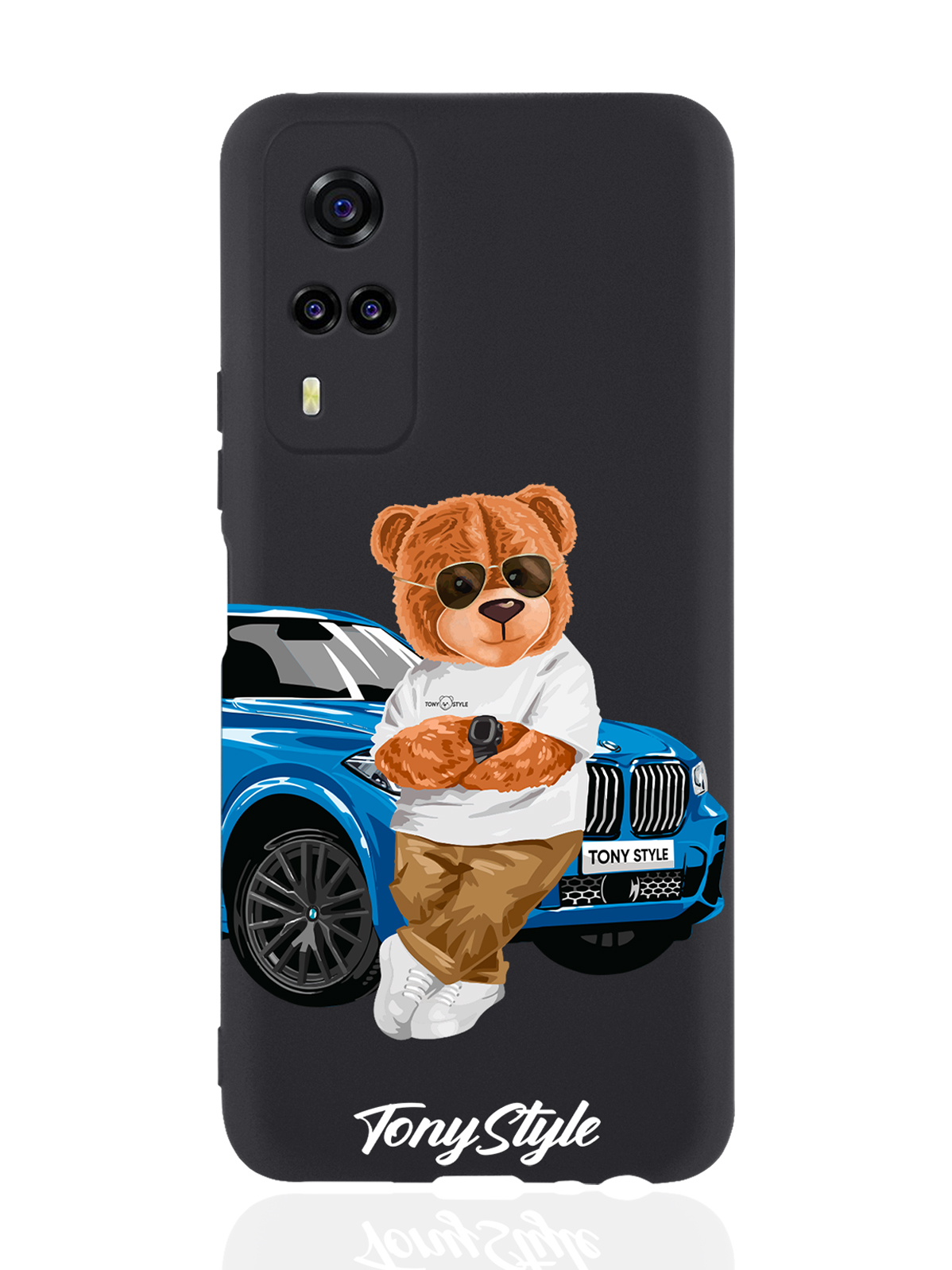 

Чехол Tony Style для Vivo Y31/Y53S Tony Style с машиной черный, Голубой;коричневый;белый