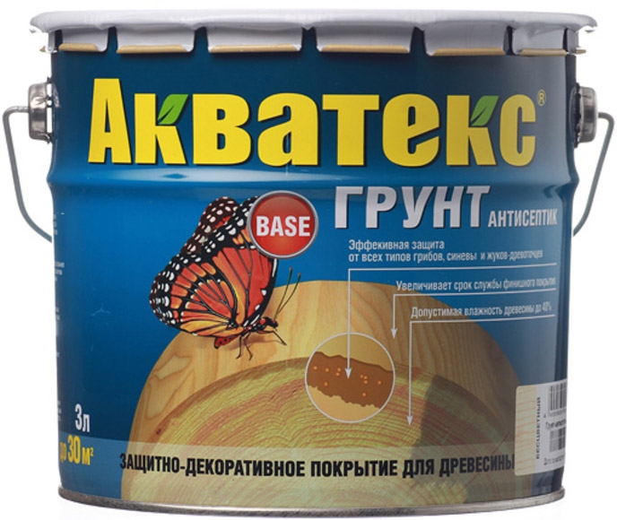 

АКВАТЕКС грунт-антисептик по дереву бесцветный (3л)