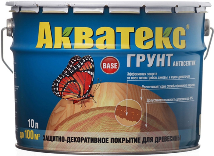 

АКВАТЕКС грунт-антисептик по дереву бесцветный (10л)