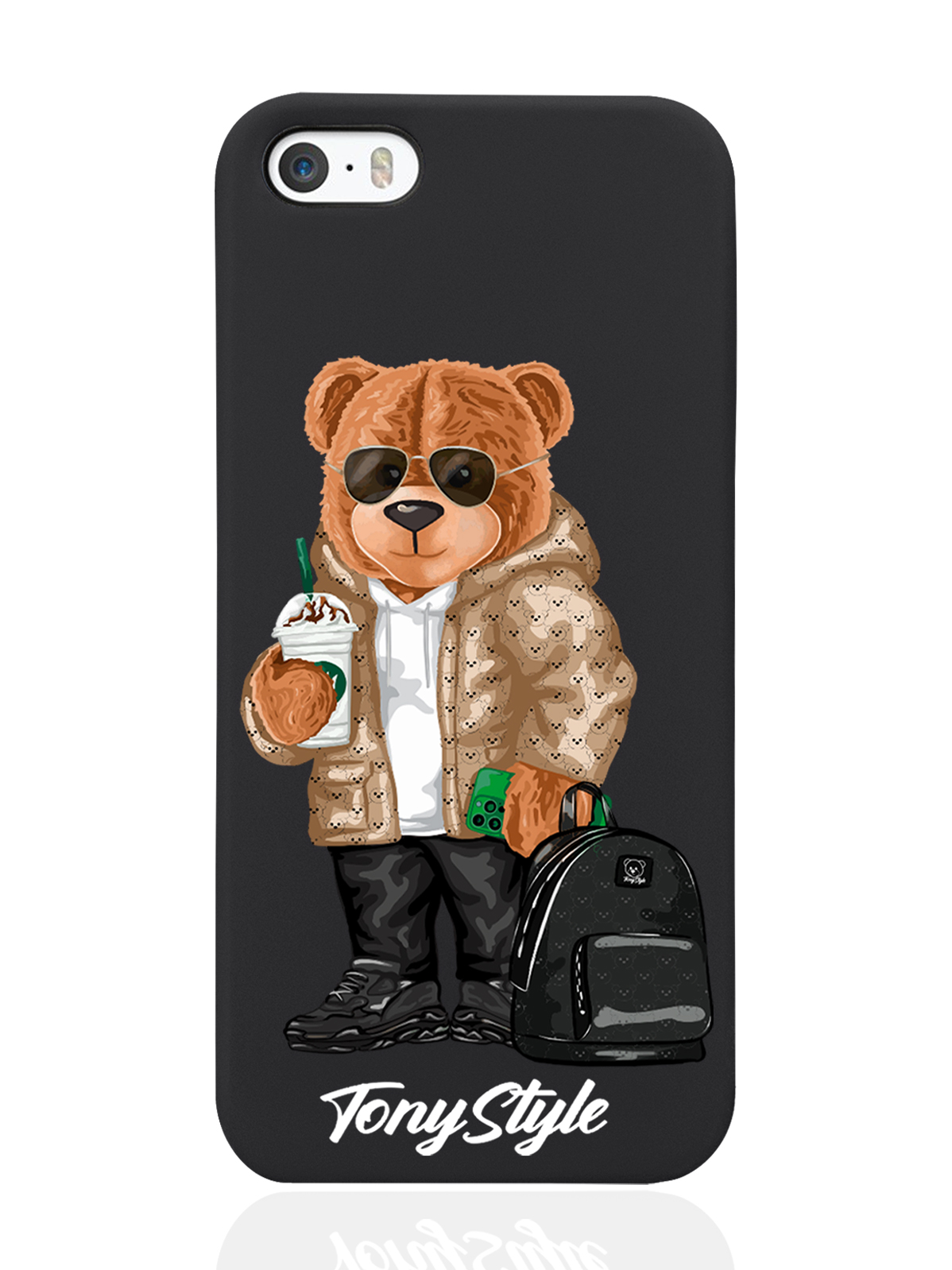 

Чехол Tony Style для iPhone 5/5s Tony Style в очках черный, Коричневый;черный;белый