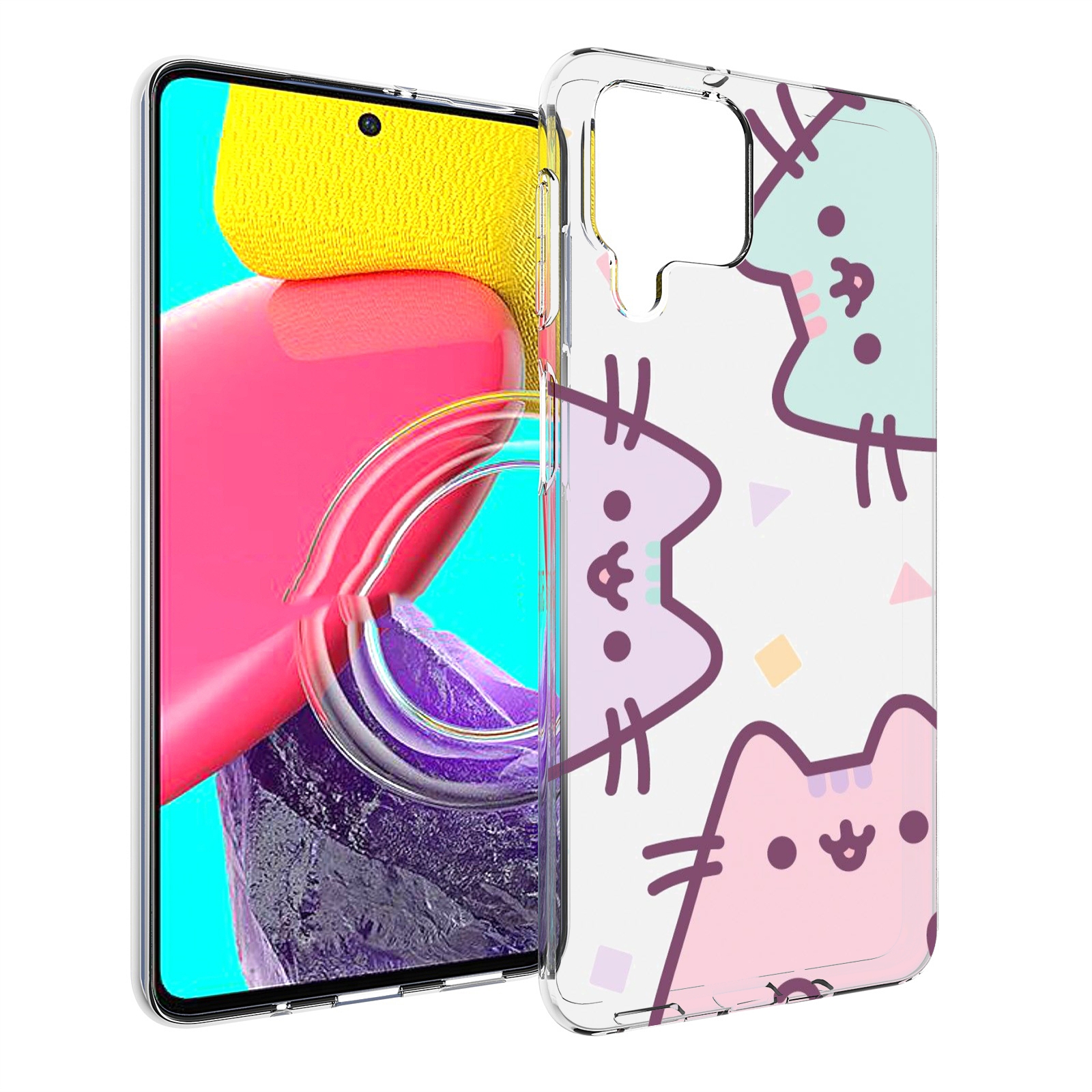 

Чехол Mypads Котики Зеленый Фиолетовый Розовый Женский Для Samsung Galaxy M53 (Sm-M536), Прозрачный, Tocco