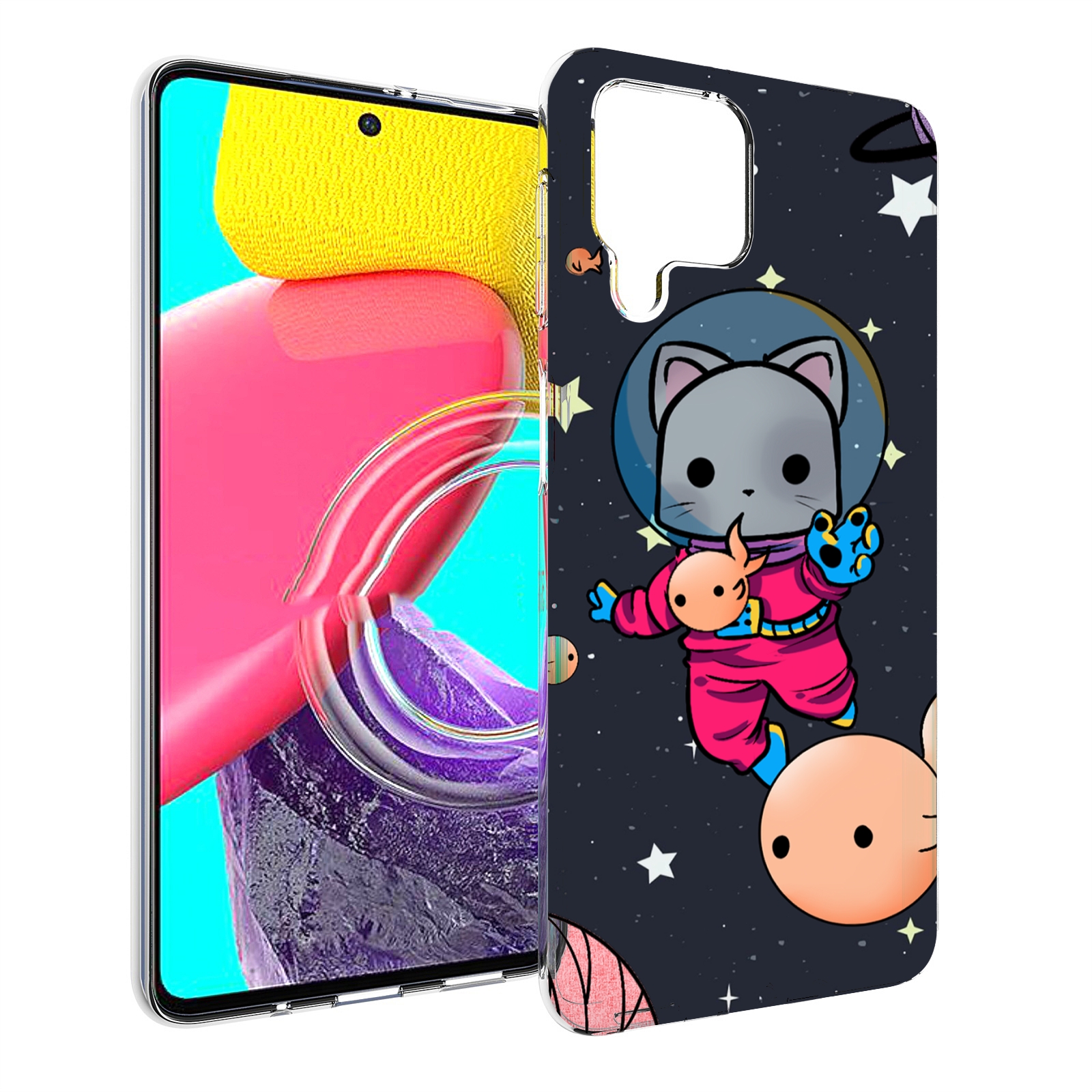 

Чехол Mypads Котик-С-Рыбкой-В-Космосе Для Samsung Galaxy M53 (Sm-M536), Прозрачный, Tocco