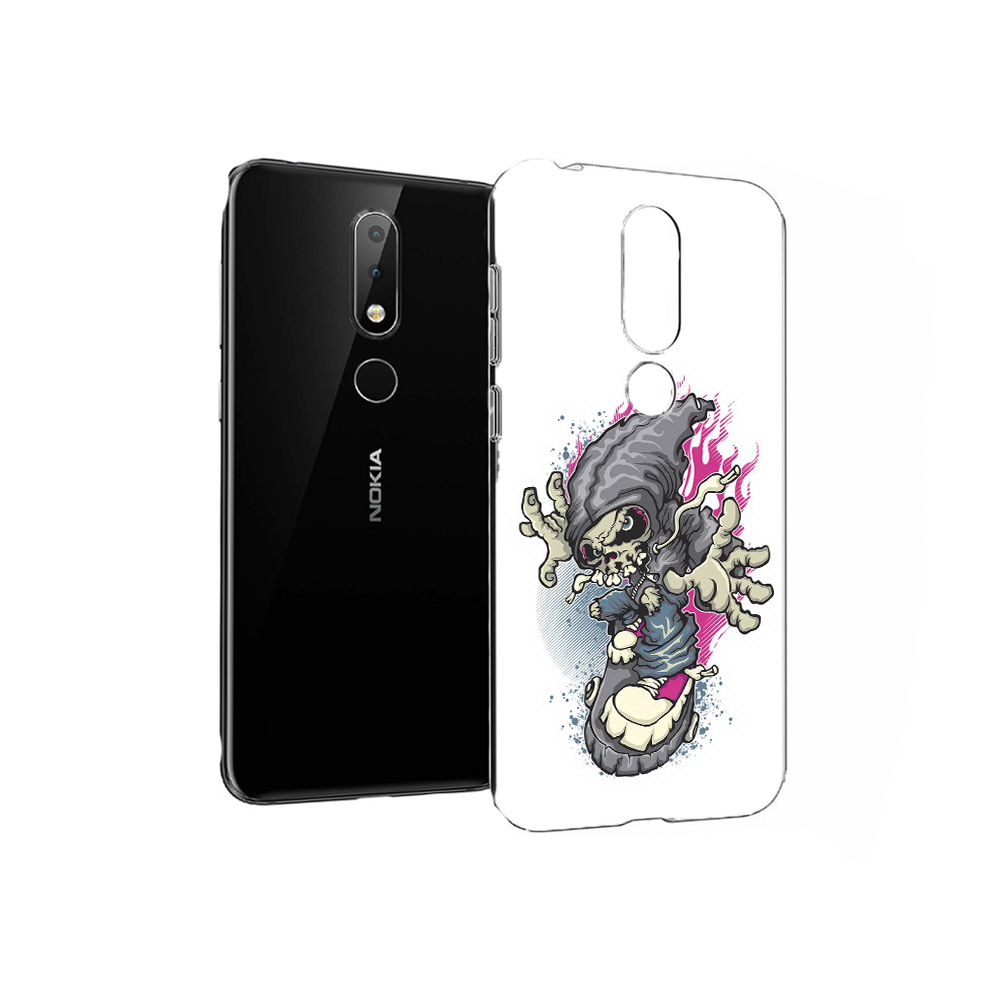 фото Чехол mypads tocco для nokia x6 нарисованный скелет на скейт борде (pt115295.99.512)
