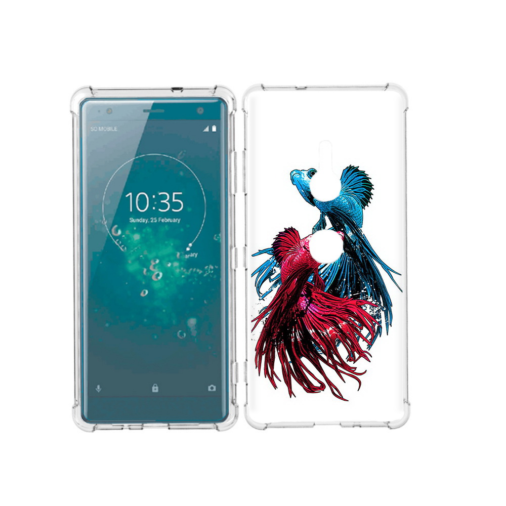 

Чехол MyPads Tocco для Sony Xperia XZ3 рыбы петушки, Прозрачный, Tocco