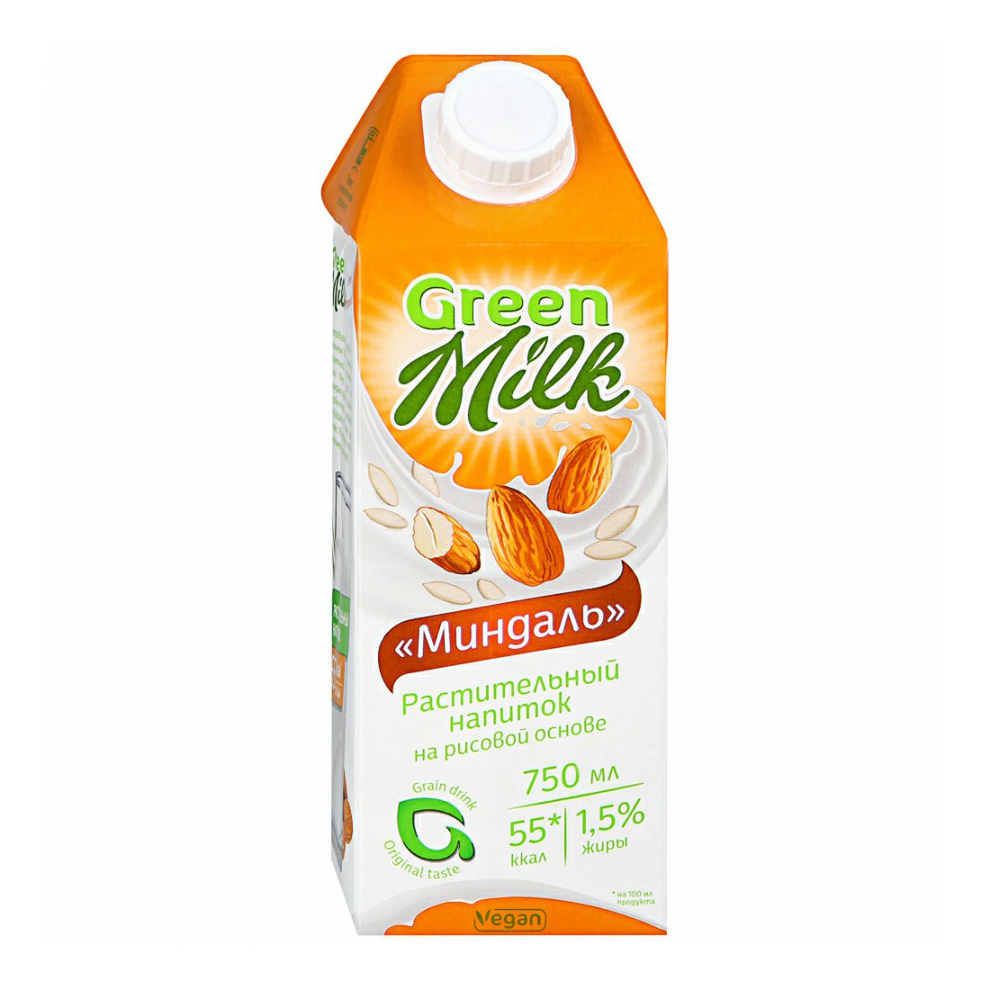 Напиток рисовый Green Milk миндаль 1,5% 750 мл