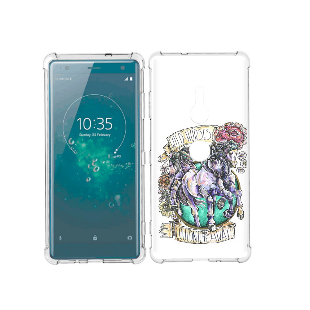 

Чехол MyPads Tocco для Sony Xperia XZ3 рисунок коней в цветах, Прозрачный, Tocco
