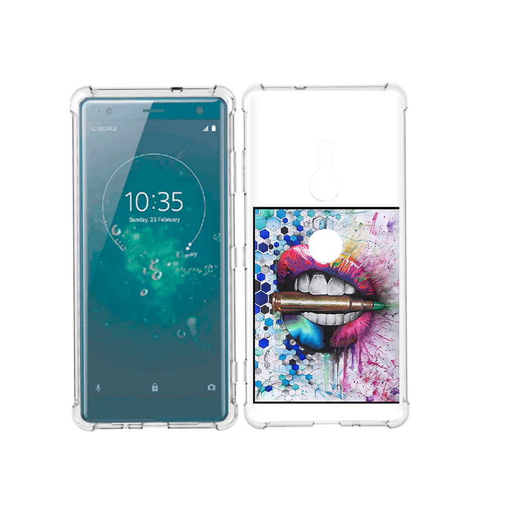 

Чехол MyPads Tocco для Sony Xperia XZ3 разноцветные губы с пулей, Прозрачный, Tocco