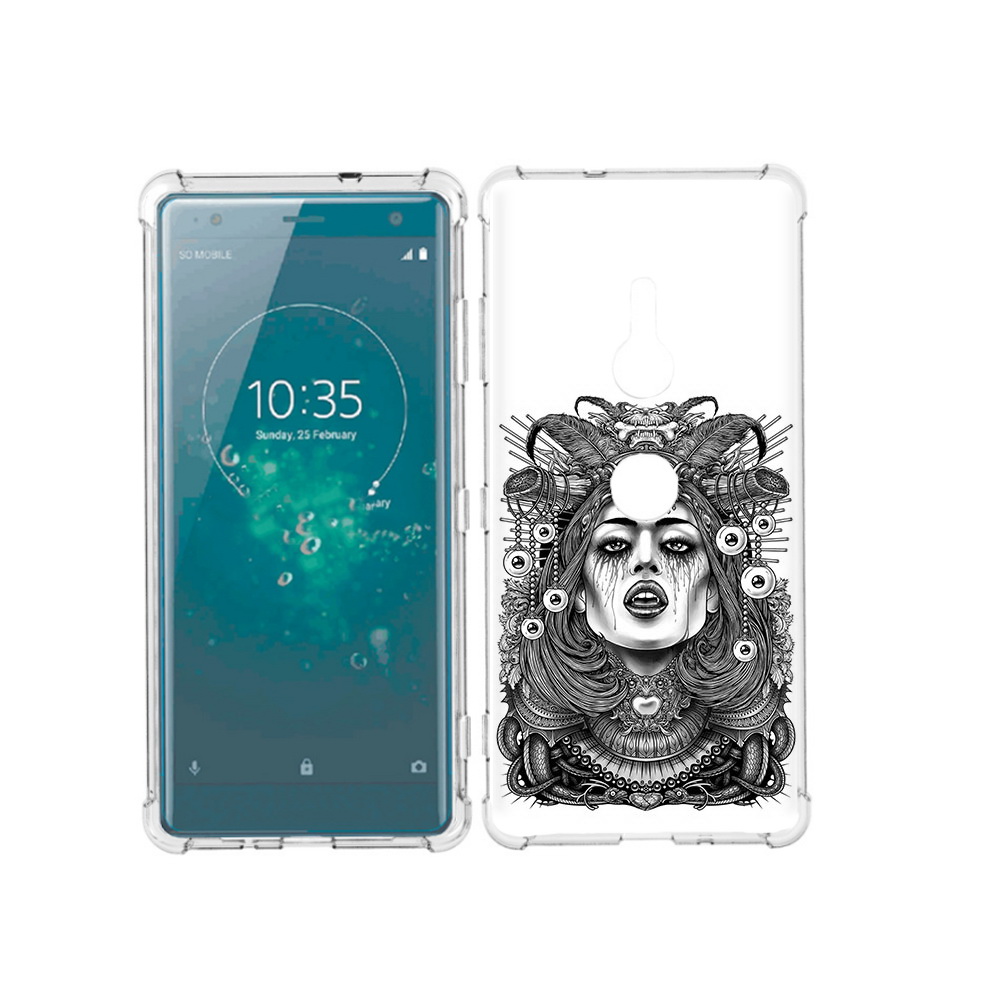

Чехол MyPads Tocco для Sony Xperia XZ3 портрет девушки черно белый, Прозрачный, Tocco