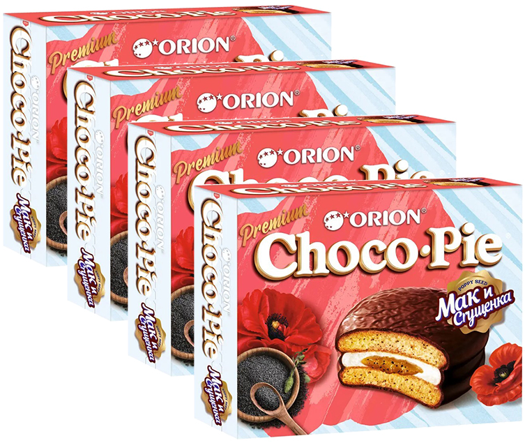 Печенье Orion Choco Pie Poppy Мак и сгущенка, 4 шт по 360 г