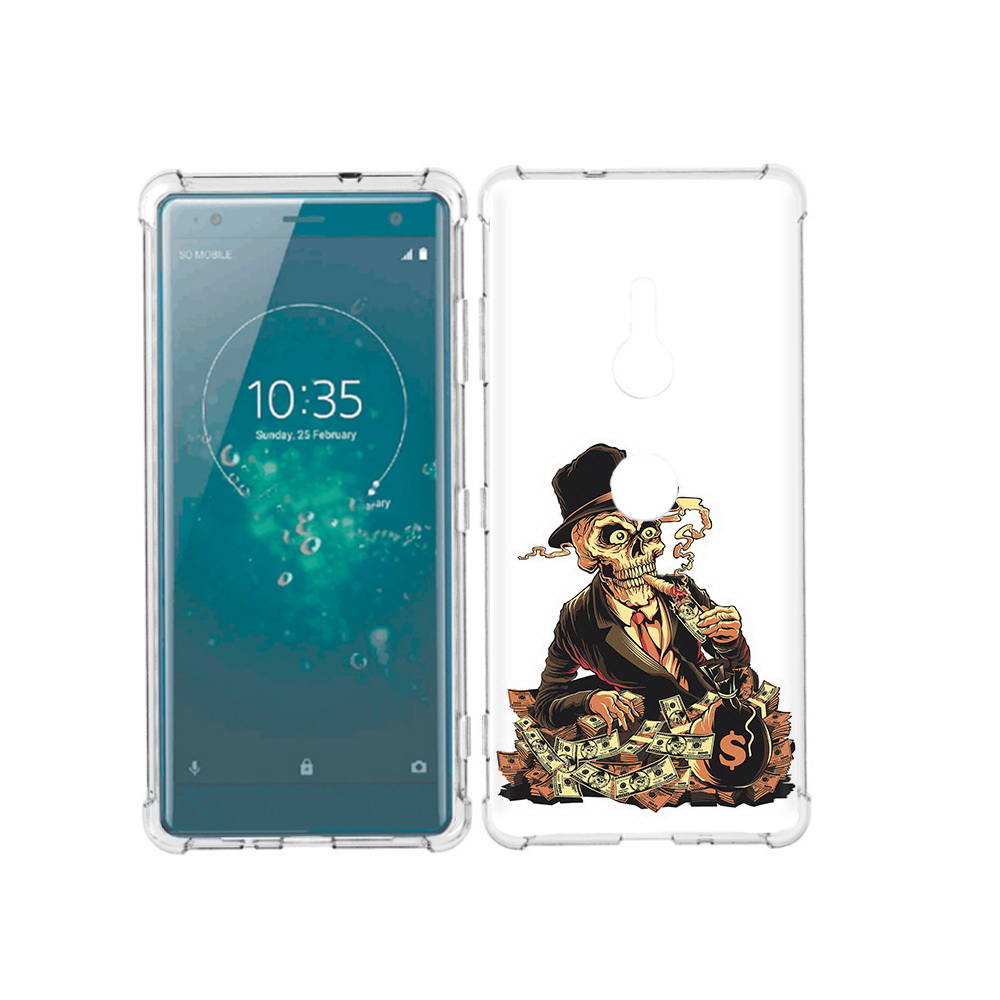 

Чехол MyPads Tocco для Sony Xperia XZ3 нарисованный череп с сигаретой, Прозрачный, Tocco