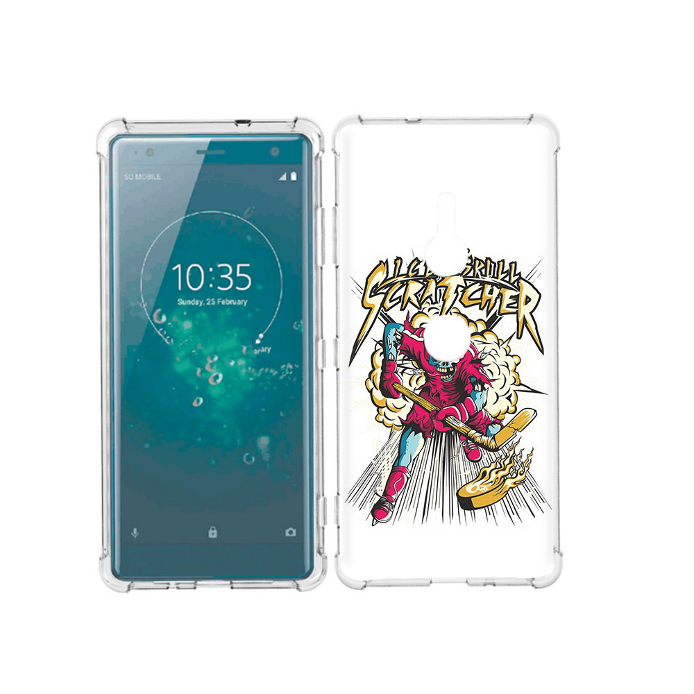 

Чехол MyPads Tocco для Sony Xperia XZ3 нарисованный скелет хоккеист, Прозрачный, Tocco