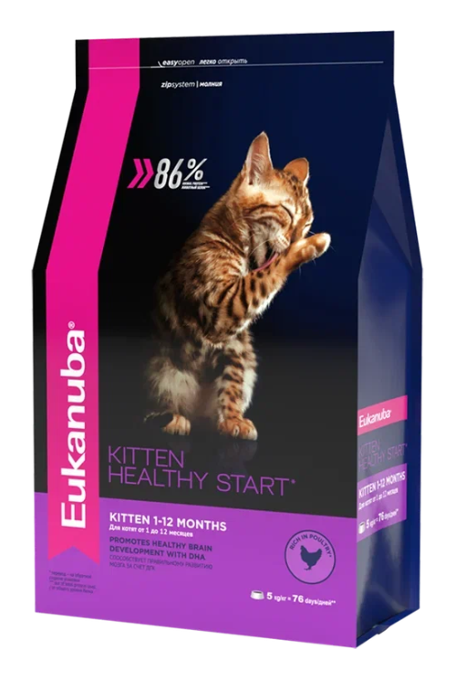 Сухой корм для котят Eukanuba Kitten Healthy Start, домашняя птица 5 кг