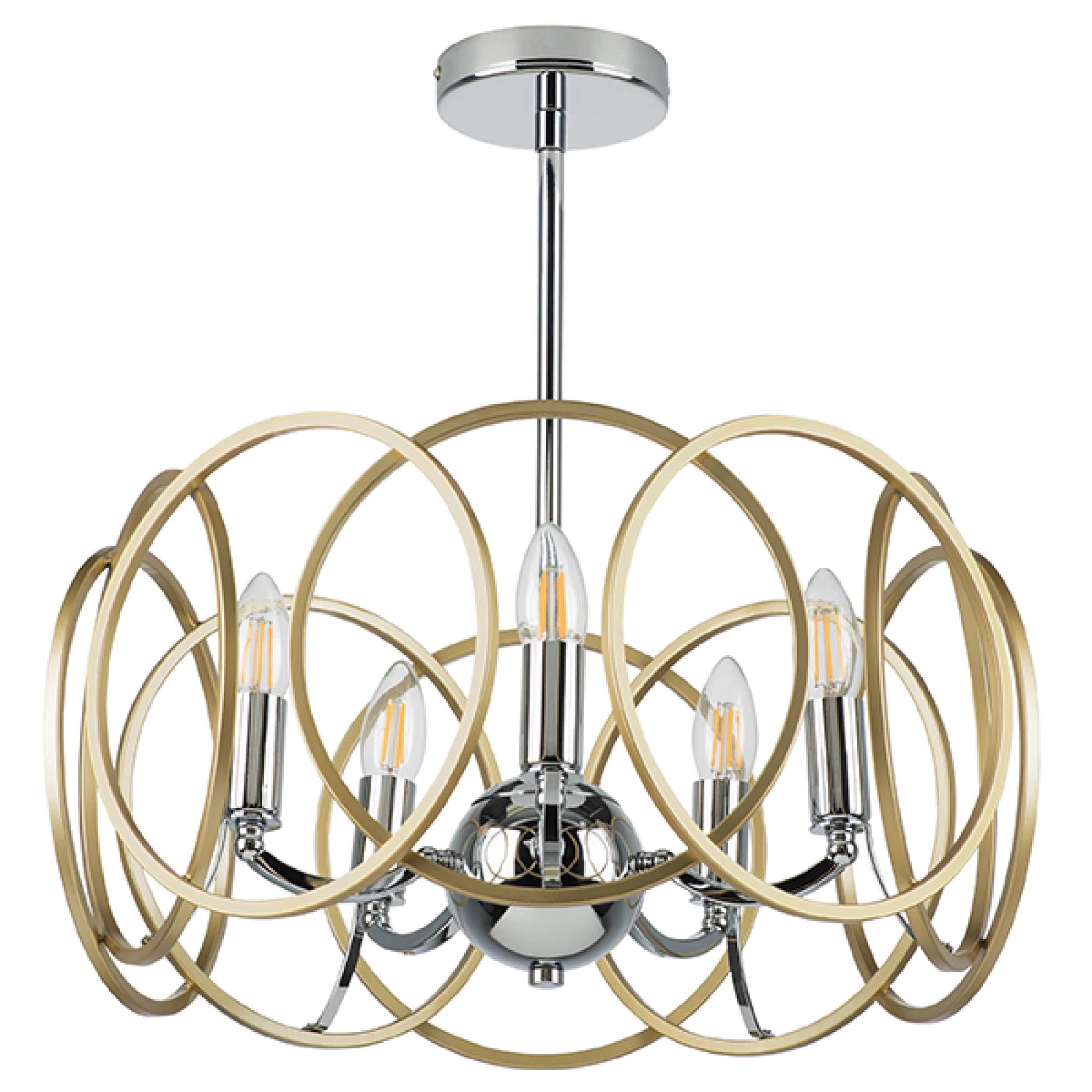 

LIGHTSTAR 713053 713053 (MD21051-5A) Люстра REGOLO 5х40W E14 ХРОМ/ЗОЛОТО (в комплекте)