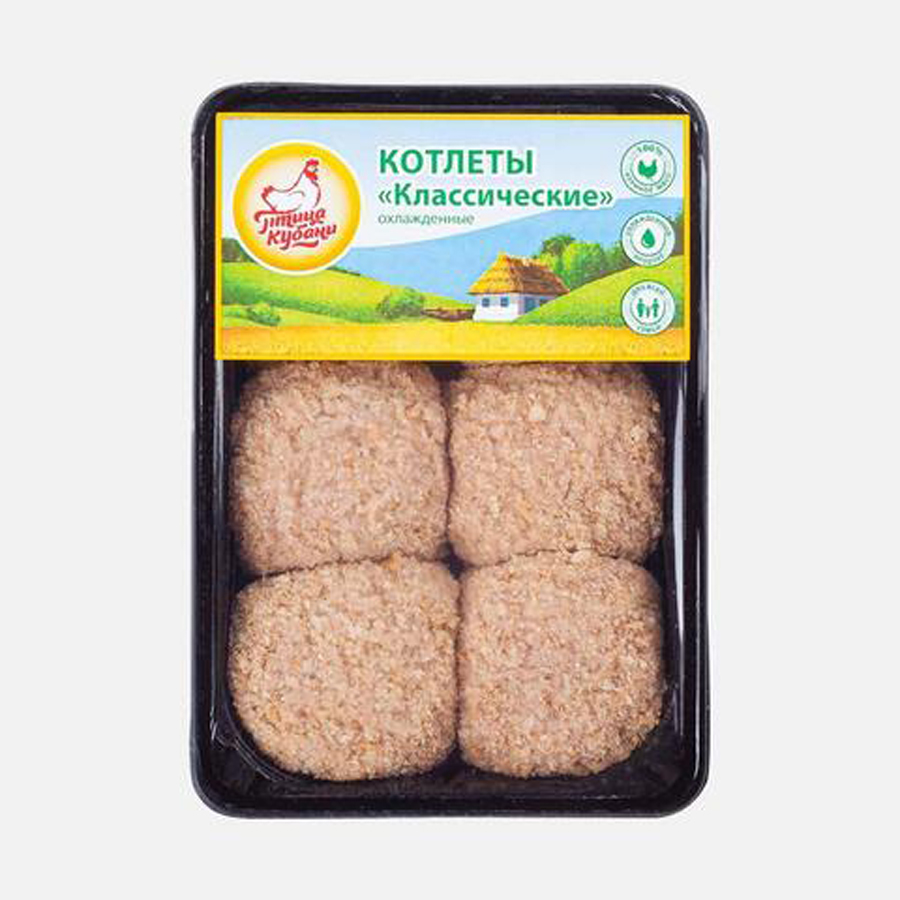

Котлеты Птица Кубани Классические, из мяса птицы, 500-600 г