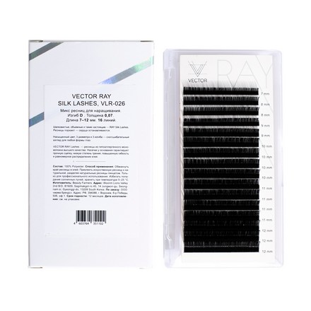 

Ресницы ONIQ Vector Ray Silk VLR-026, D-изгиб, толщина 0,07 мм
