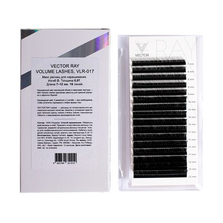 

Ресницы ONIQ Vector Ray Volume VLR-017, D-изгиб, толщина 0,07 мм