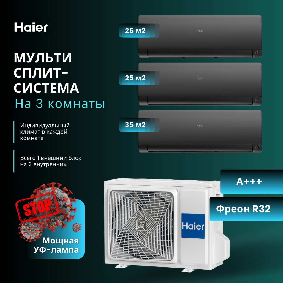 Сплит-система Haier 2 Х AS25S2SF2FA-B + AS35S2SF2FA-B/3U55S2SR5FA