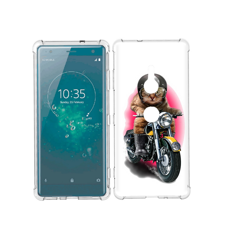 

Чехол MyPads Tocco для Sony Xperia XZ3 мото-кот, Прозрачный, Tocco