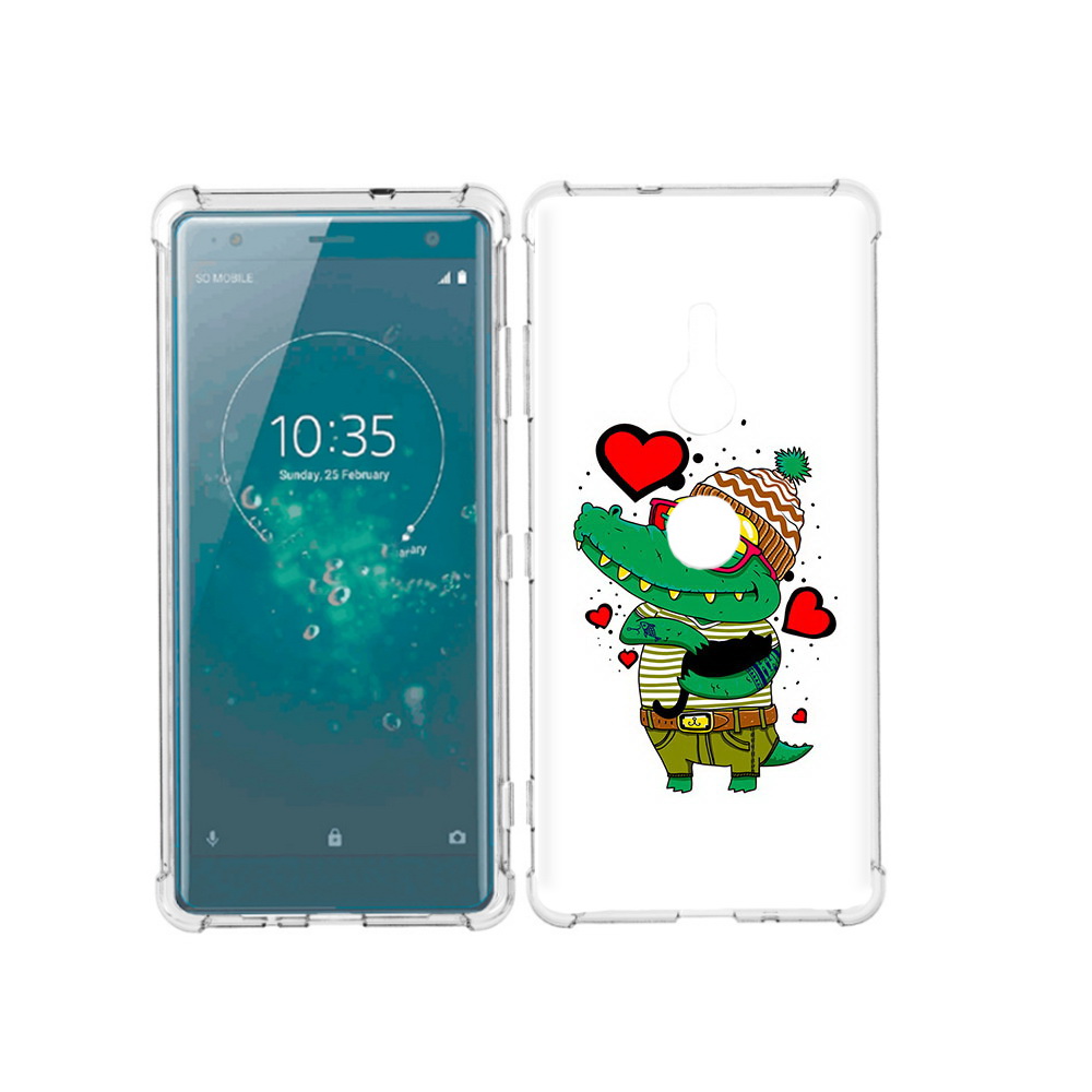 

Чехол MyPads Tocco для Sony Xperia XZ3 Влюбленный крокодил, Прозрачный, Tocco