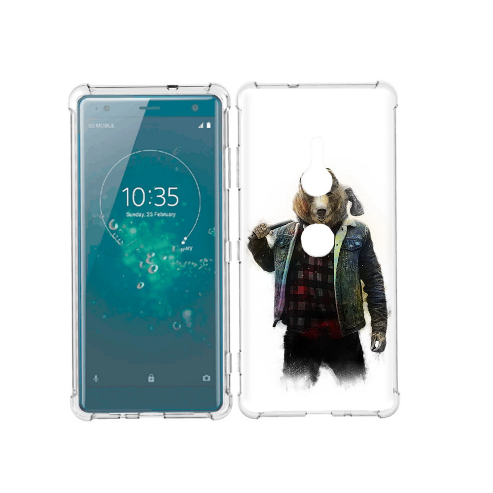 

Чехол MyPads Tocco для Sony Xperia XZ3 медведь с топором, Прозрачный, Tocco