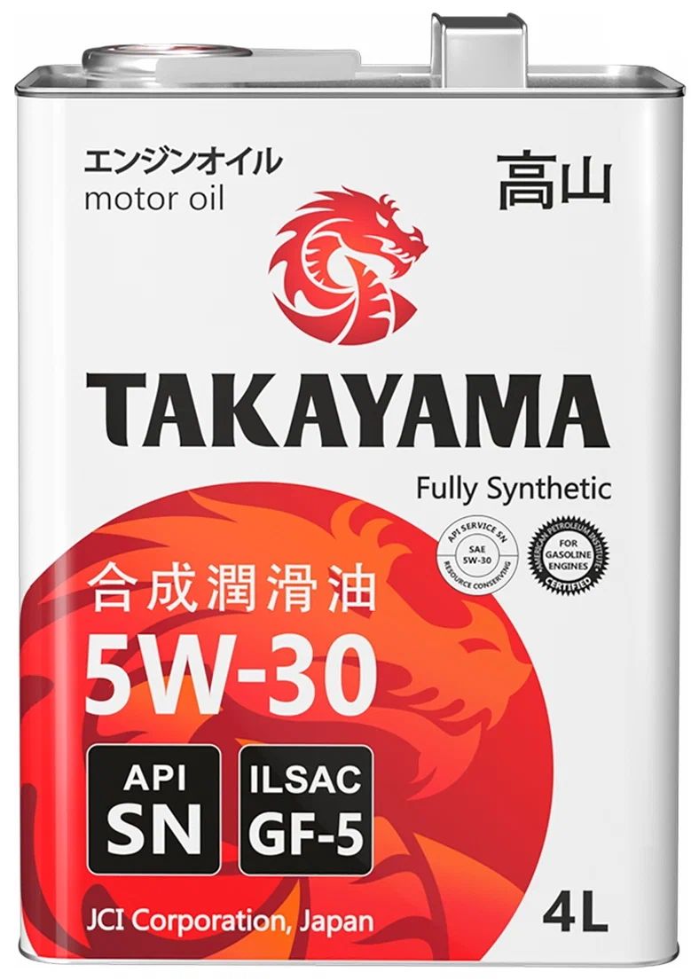 

Моторное масло TAKAYAMA синтетическое SAE 5W30 ILSAC GF-5 API SN 4л, GF-5 SN