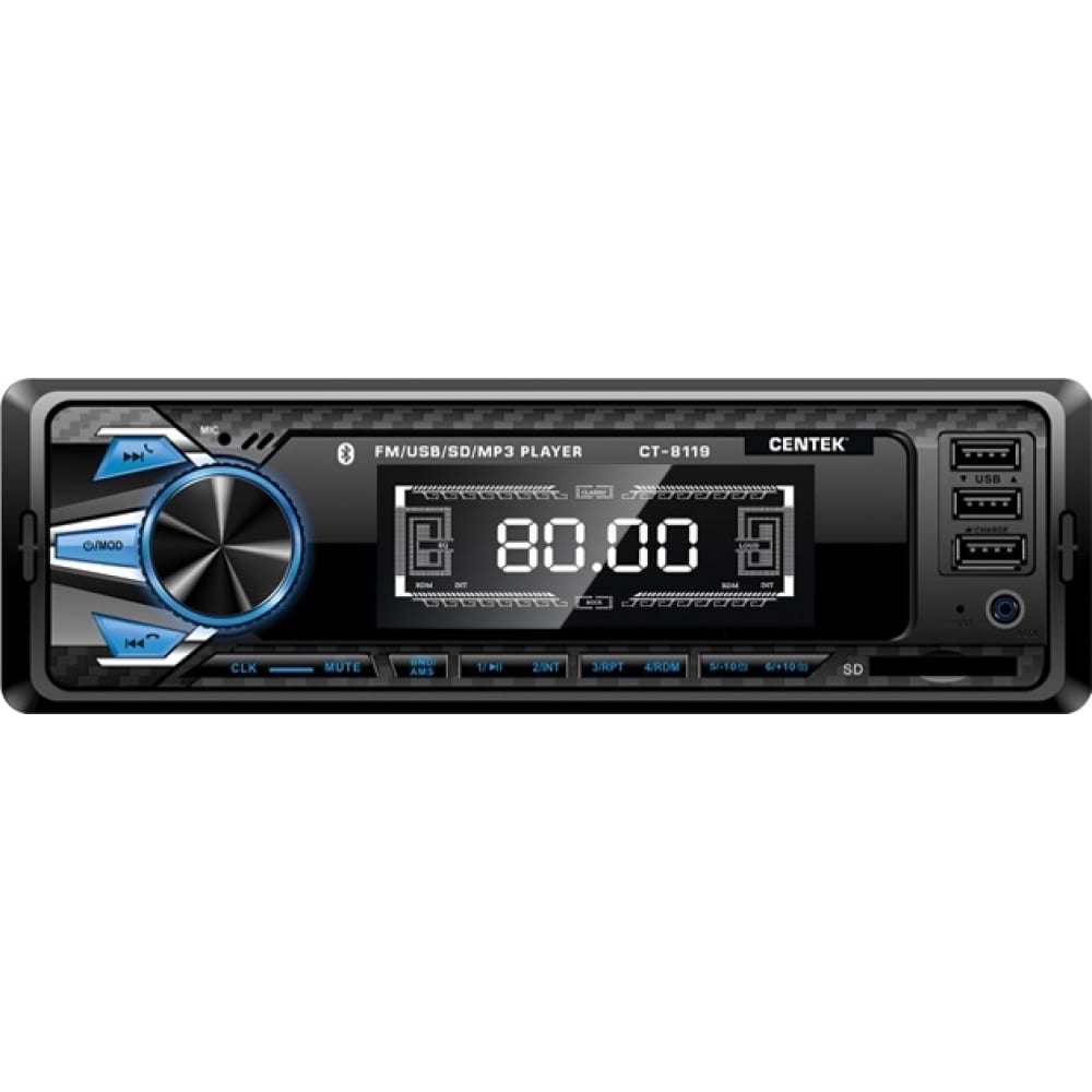 Автомагнитола Centek СТ-8119 <4х50 Вт> BLUETOOTH, 4-х канальный RCA, 3xUSB/AUX/SD/MMC, mp3