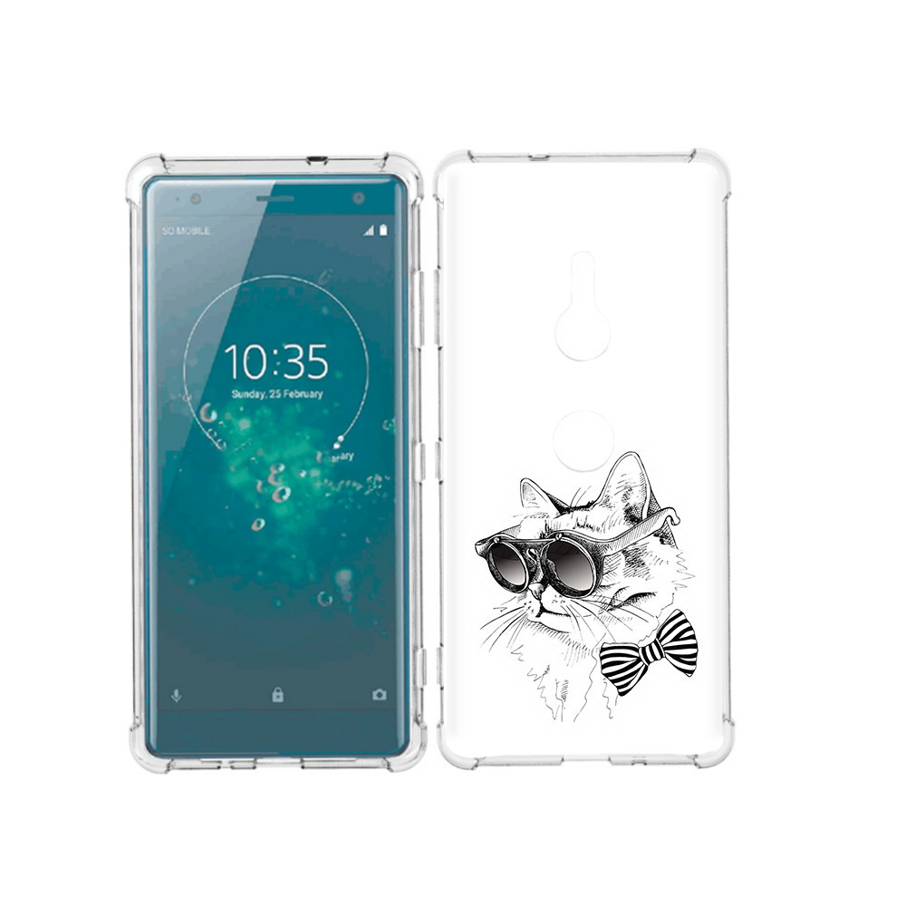 Чехол MyPads Tocco для Sony Xperia XZ3 крутая кошка в очках