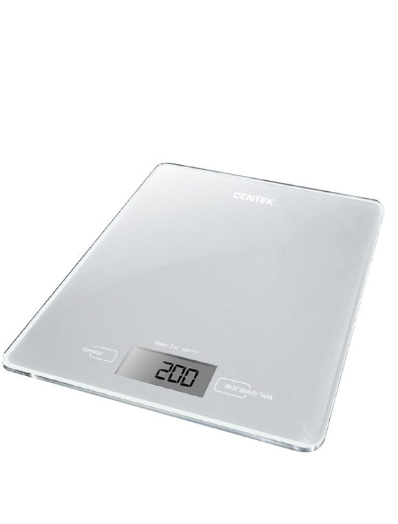 Весы кухонные Centek CT-2462 серебристые, электронные, стеклянные, LCD, 190х200 мм весы кухонные centek ct 2462