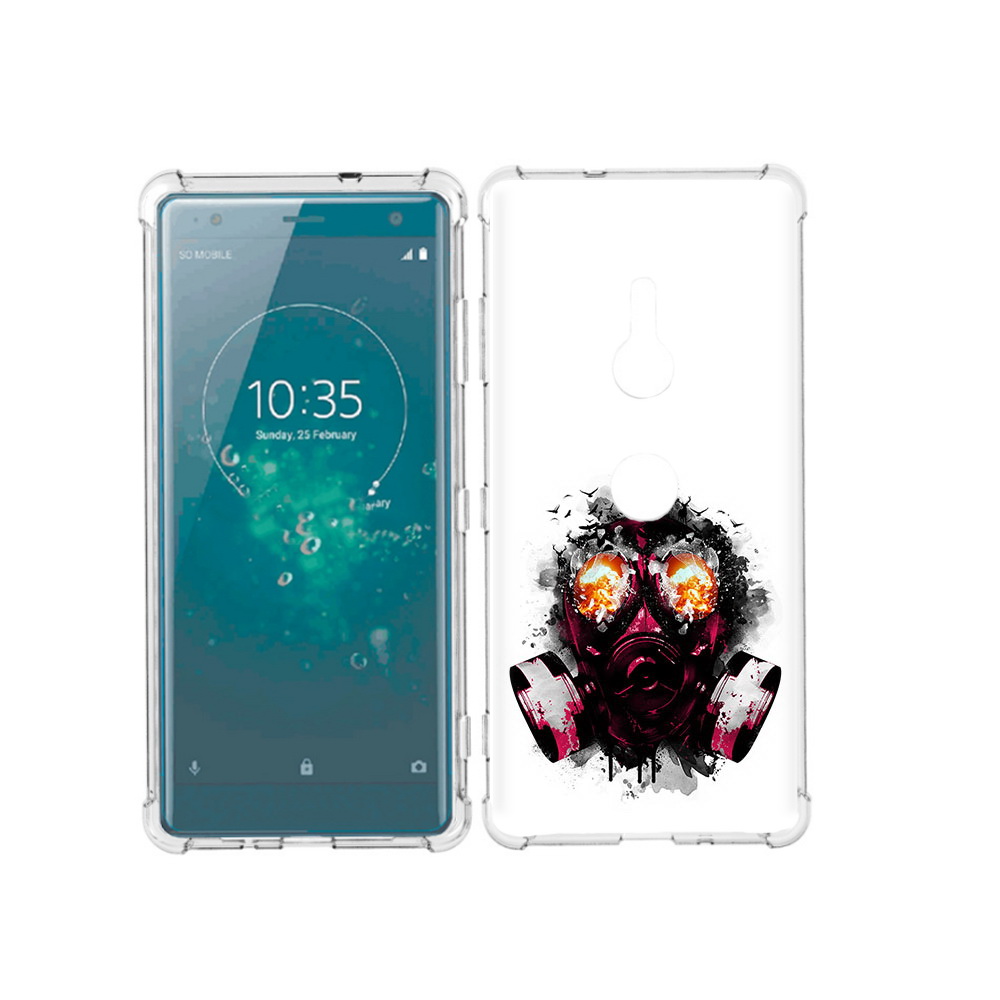 

Чехол MyPads Tocco для Sony Xperia XZ3 красный противогаз, Прозрачный, Tocco