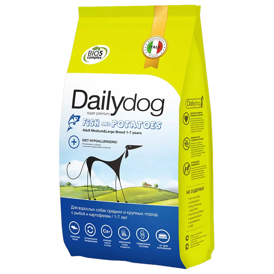Сухой корм для собак Dailydog Adult Medium-Large Breed, рыба и картофель, 12кг