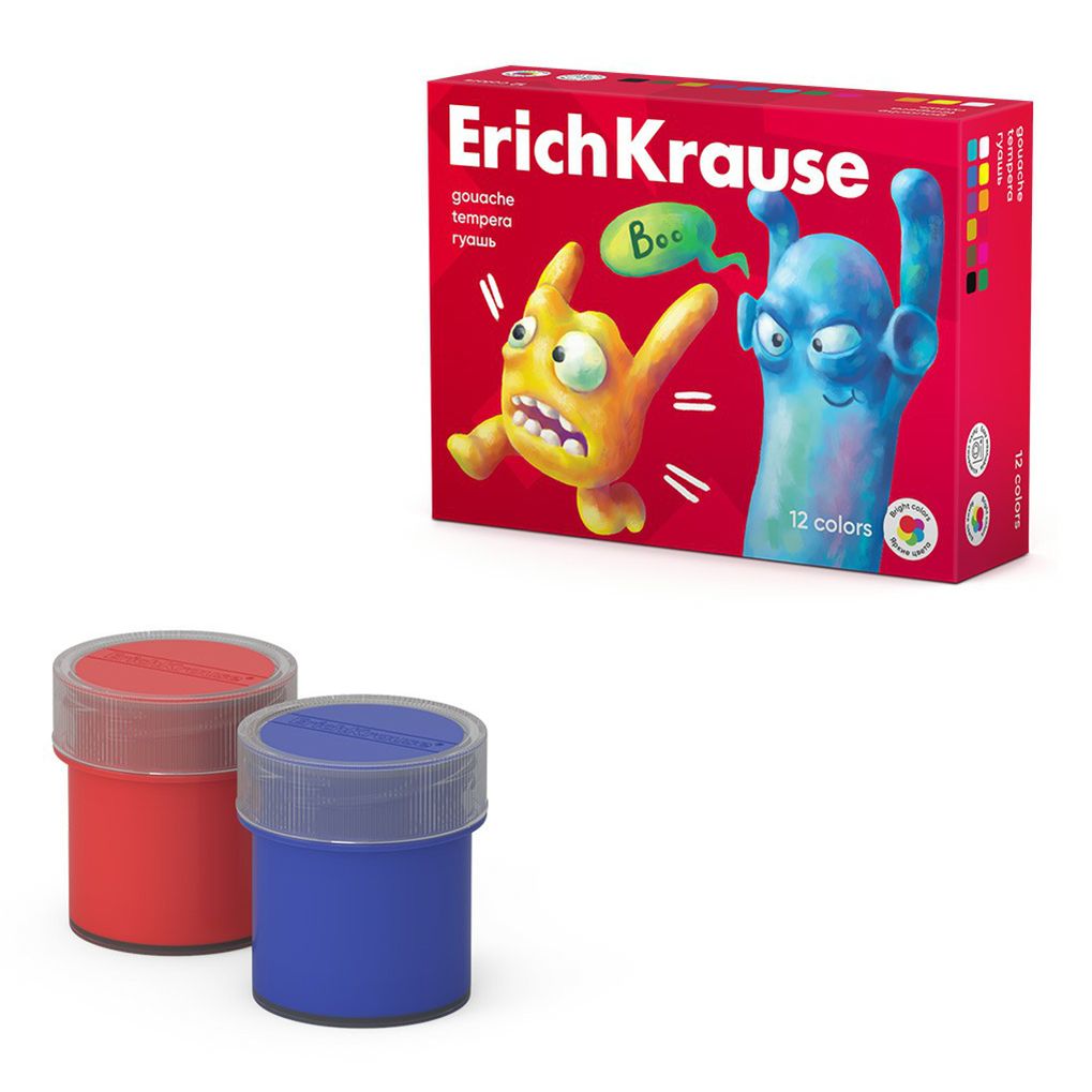 

Гуашь ErichKrause Jolly Friends 12 цветов 20 мл, Разноцветный