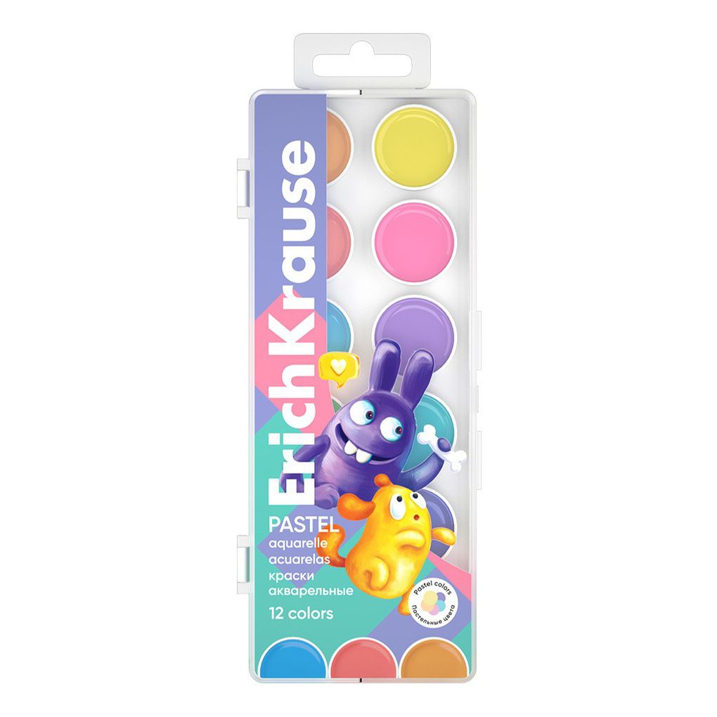 

Краски акварельные ErichKrause Jolly Friends Pastel 12 цветов, Разноцветный
